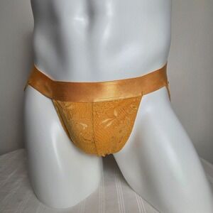 Cosabella Luxurious Mens Mid Rise Lace Brief Turmeric Yellow Underwear